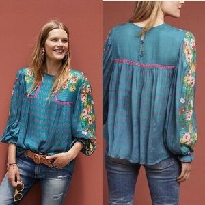 anthropologie blank London floral peasant blouse